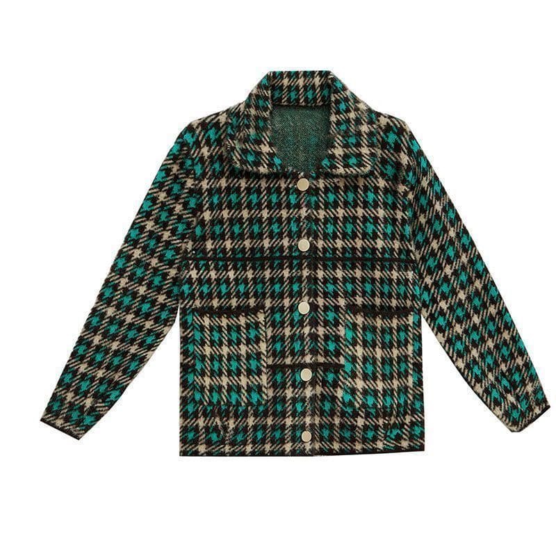 가을 겨울 새로운 모직 체크무늬 재킷 여자 2026 년 새로운 한국 스타일 루즈핏 쇼트 스타일 모직 캐주얼 맨위 트렌디 이미지 4