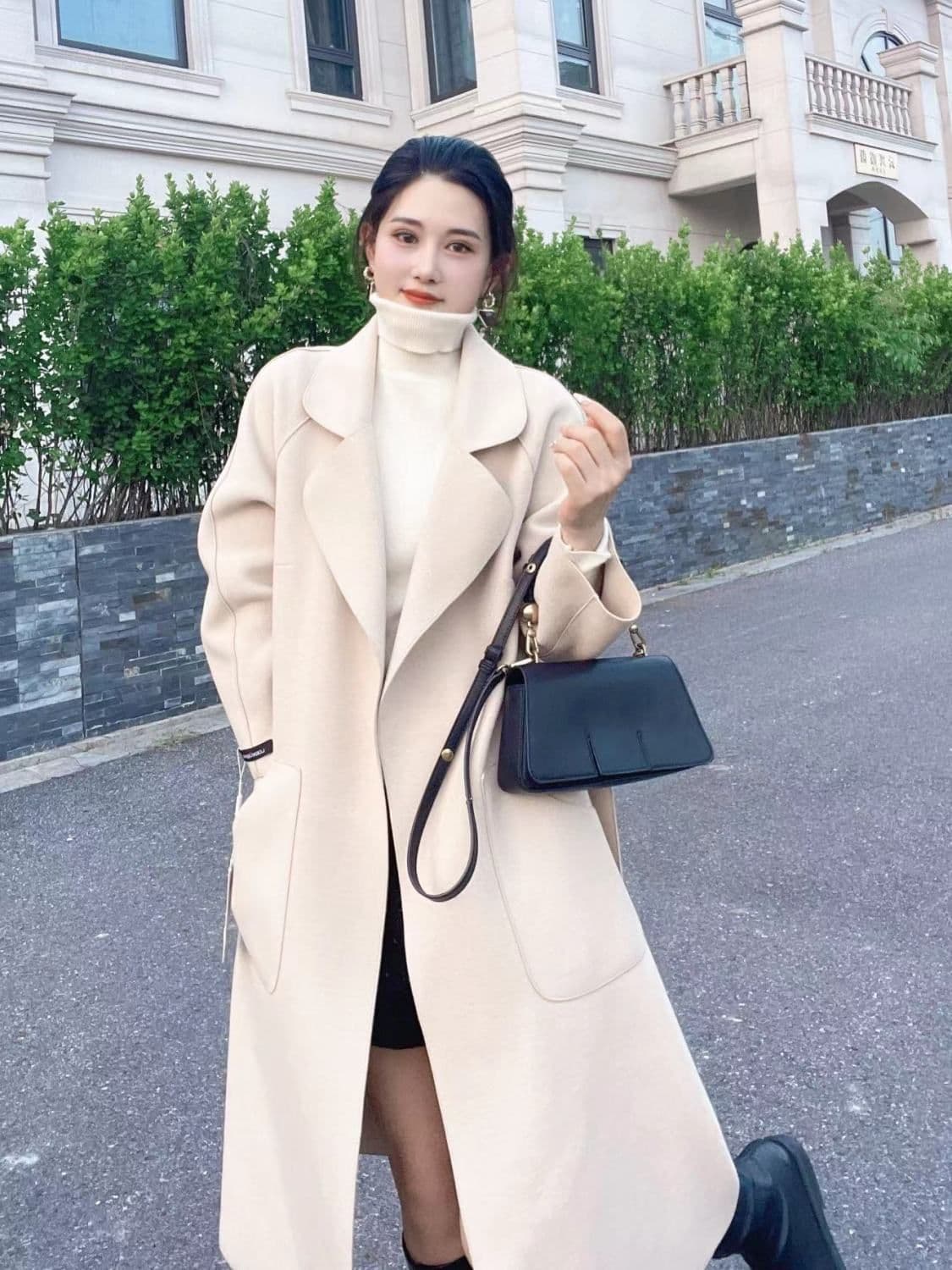 용과 봉황 모직 코트 여자 중간 롱 코트 무릎 아래 2026 년 가을 겨울철 새로운 고급 다용도 양모 니트 여성 코트 상세 이미지 8