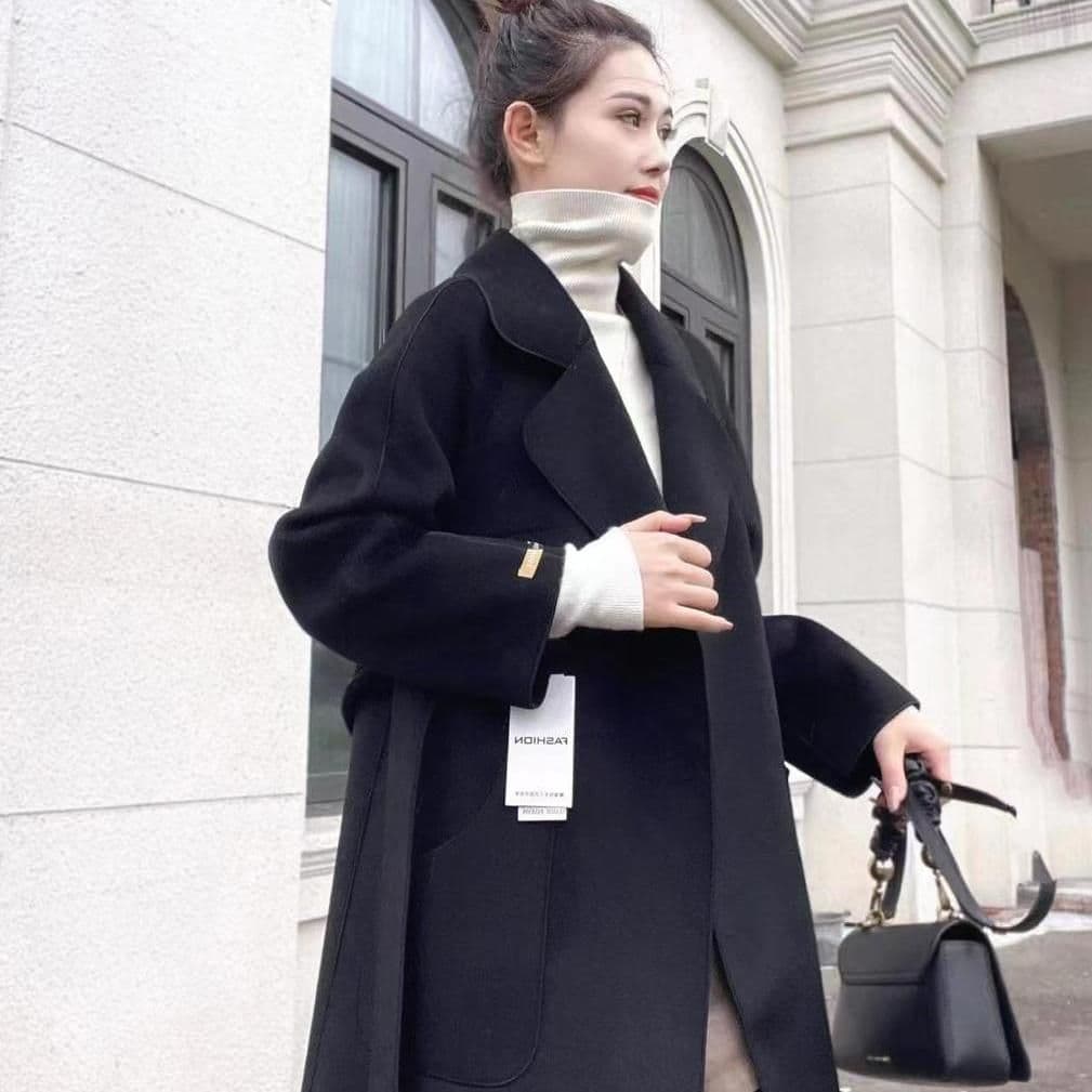 용과 봉황 모직 코트 여자 중간 롱 코트 무릎 아래 2026 년 가을 겨울철 새로운 고급 다용도 양모 니트 여성 코트 상세 이미지 13