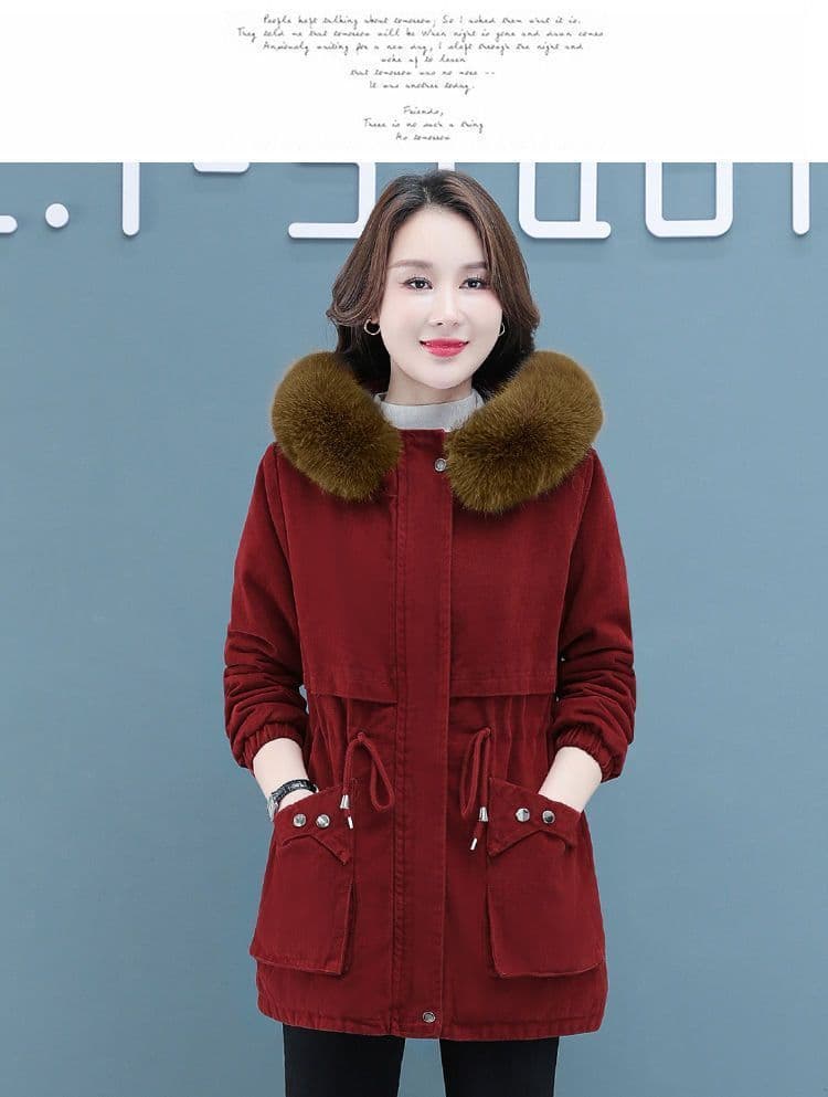 면 의류 여성 짧은 겨울 2026 새로운 한국 스타일 루즈핏 털이 있는 면 옷 양털 플리스 목화 진딧물 두꺼운 재킷 상세 이미지 12