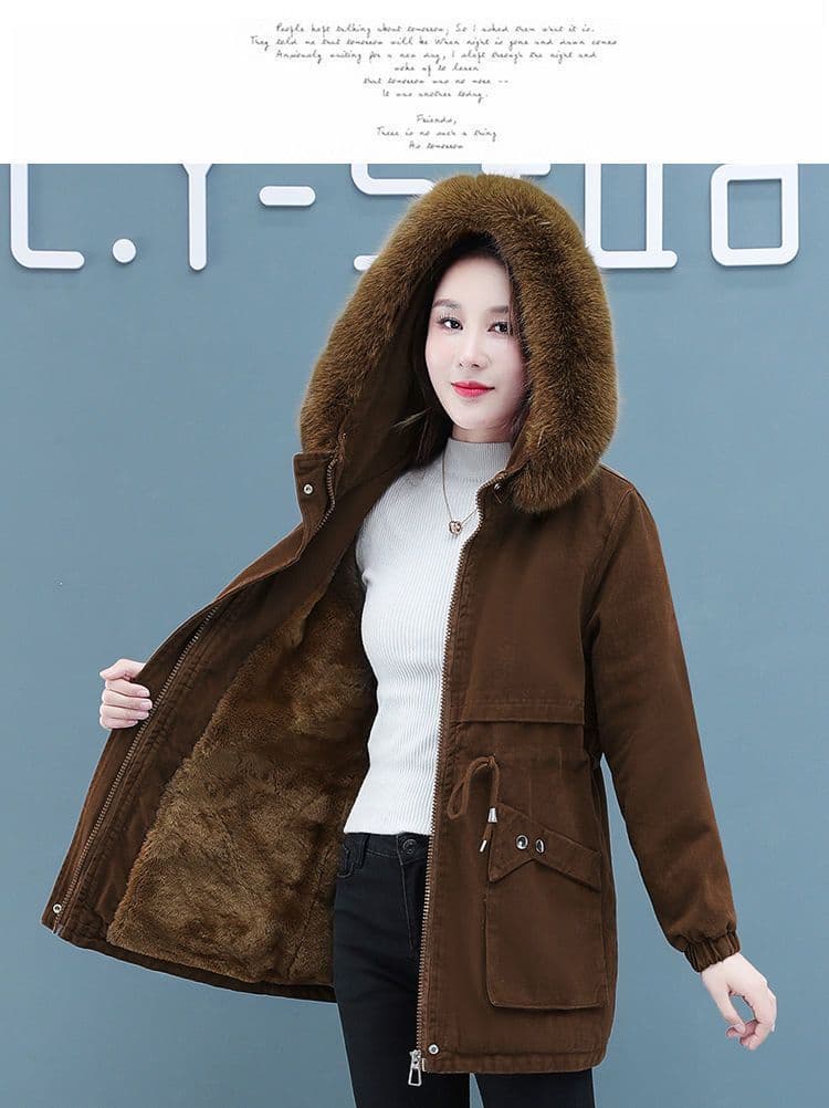 면 의류 여성 짧은 겨울 2026 새로운 한국 스타일 루즈핏 털이 있는 면 옷 양털 플리스 목화 진딧물 두꺼운 재킷 상세 이미지 13