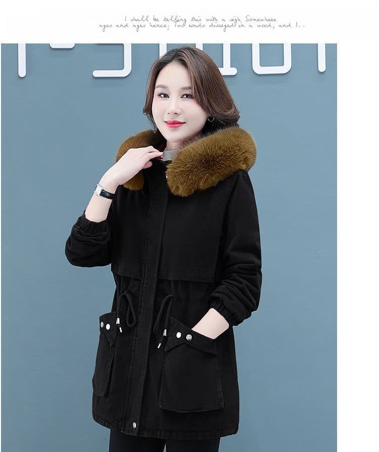 면 의류 여성 짧은 겨울 2026 새로운 한국 스타일 루즈핏 털이 있는 면 옷 양털 플리스 목화 진딧물 두꺼운 재킷 상세 이미지 17