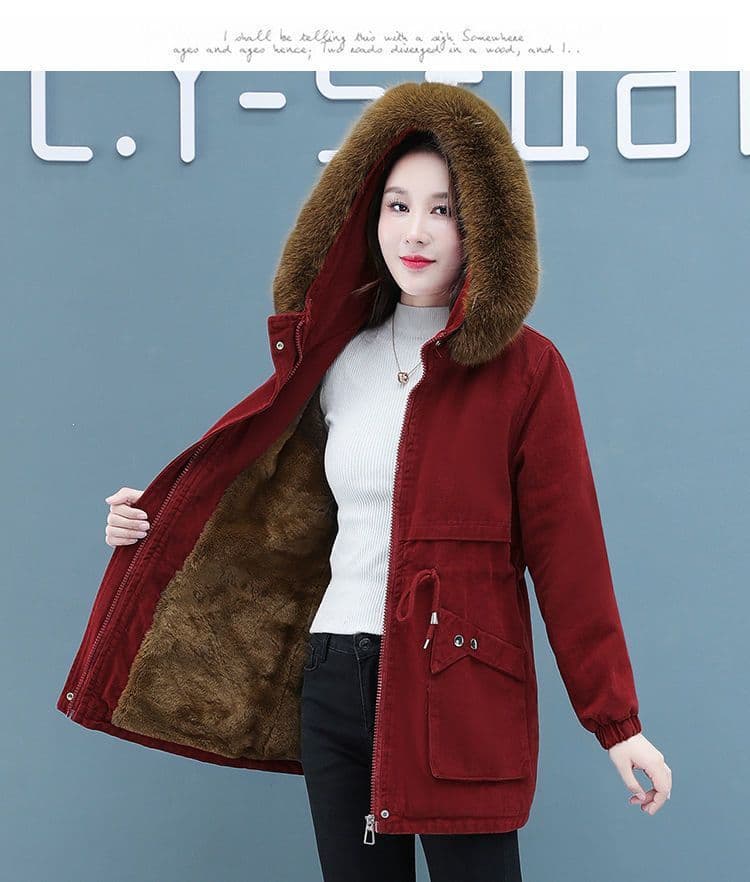 면 의류 여성 짧은 겨울 2026 새로운 한국 스타일 루즈핏 털이 있는 면 옷 양털 플리스 목화 진딧물 두꺼운 재킷 상세 이미지 27