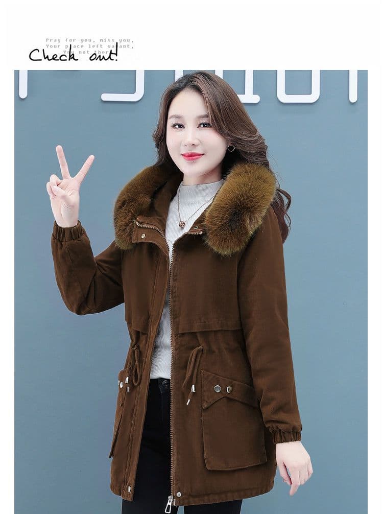 면 의류 여성 짧은 겨울 2026 새로운 한국 스타일 루즈핏 털이 있는 면 옷 양털 플리스 목화 진딧물 두꺼운 재킷 상세 이미지 32