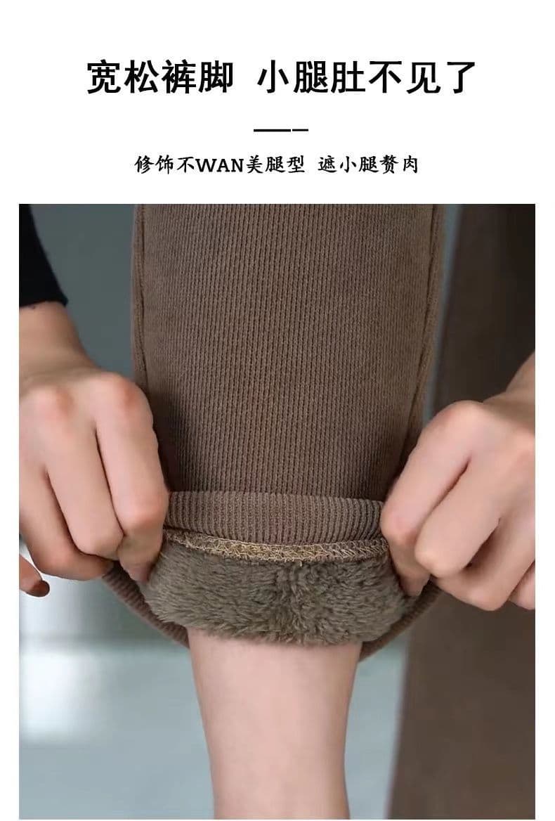 겨울 털이 있고 두꺼운 유럽 면 벨벳 캐주얼 작은 발 바지 여성용 바지 외출용 하이웨이스트 루즈핏 슬림해 보이는 다용도 하렘 바지 상세 이미지 2