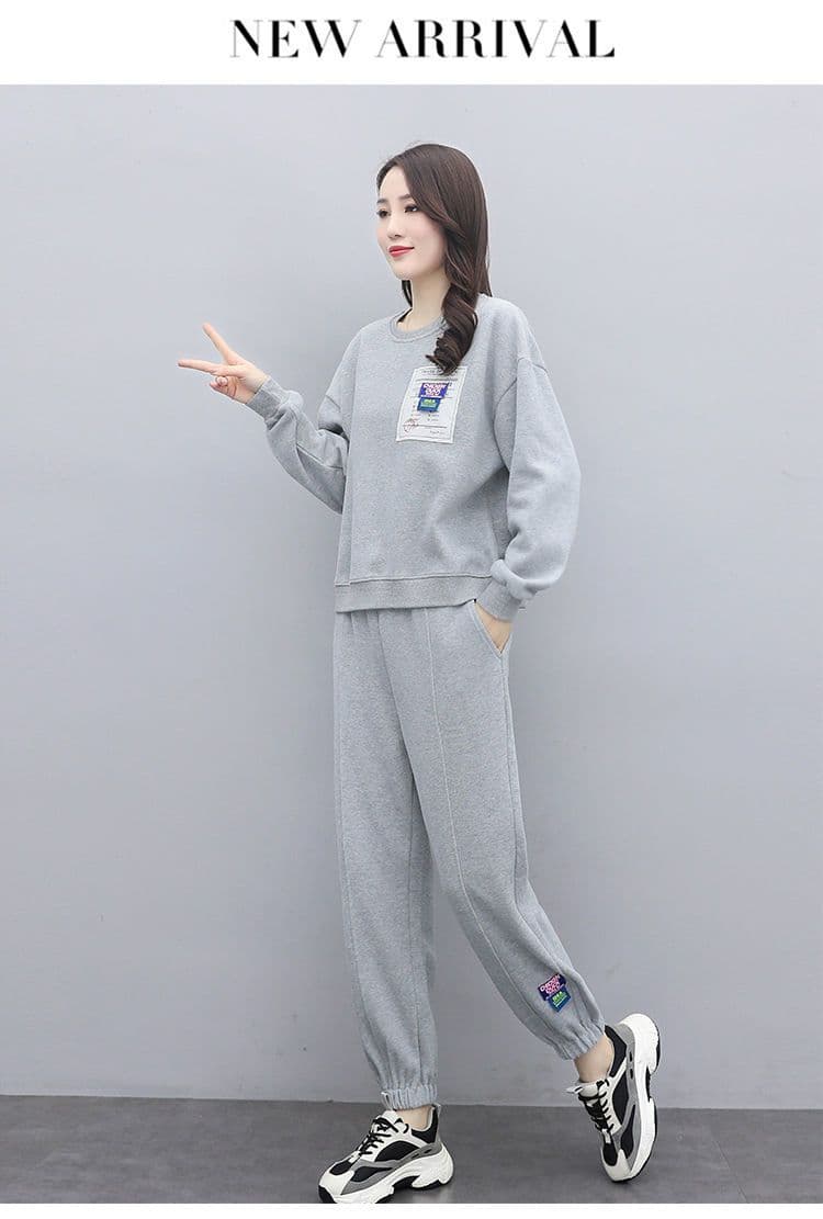 운동복 세트 여성 2026 봄 가을 새로운 패션 빅 사이즈 루즈핏 슬림해 보이는 외국 가스 후드티 캐주얼 투피스 세트 트렌디 상세 이미지 11