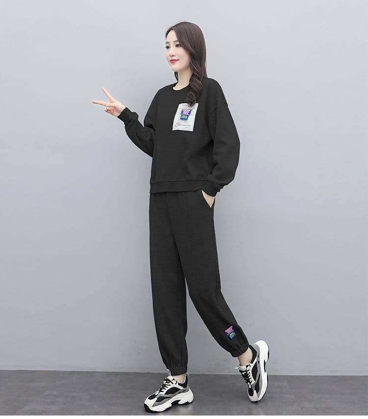운동복 세트 여성 2026 봄 가을 새로운 패션 빅 사이즈 루즈핏 슬림해 보이는 외국 가스 후드티 캐주얼 투피스 세트 트렌디 상세 이미지 16