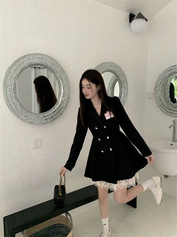 학원 스타일 나비 매듭 여성 드레스 가을 고급 센스 품격 치마 지방 mm 허리 수축 슬림해 보이는 정장 치마 상세 이미지 3
