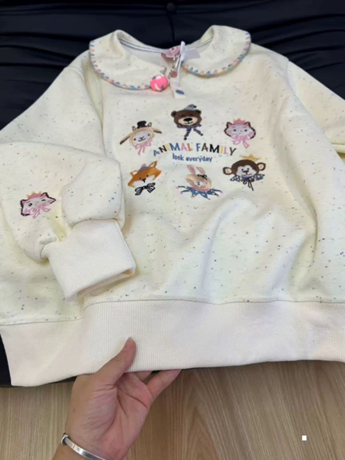 팬 면 순수한 Mianhua 면 복잡한 우유 실크 특별 빅 사이즈 300 근 베이비 칼라 후드티 색상 포인트 긴팔 맨위 이미지 4