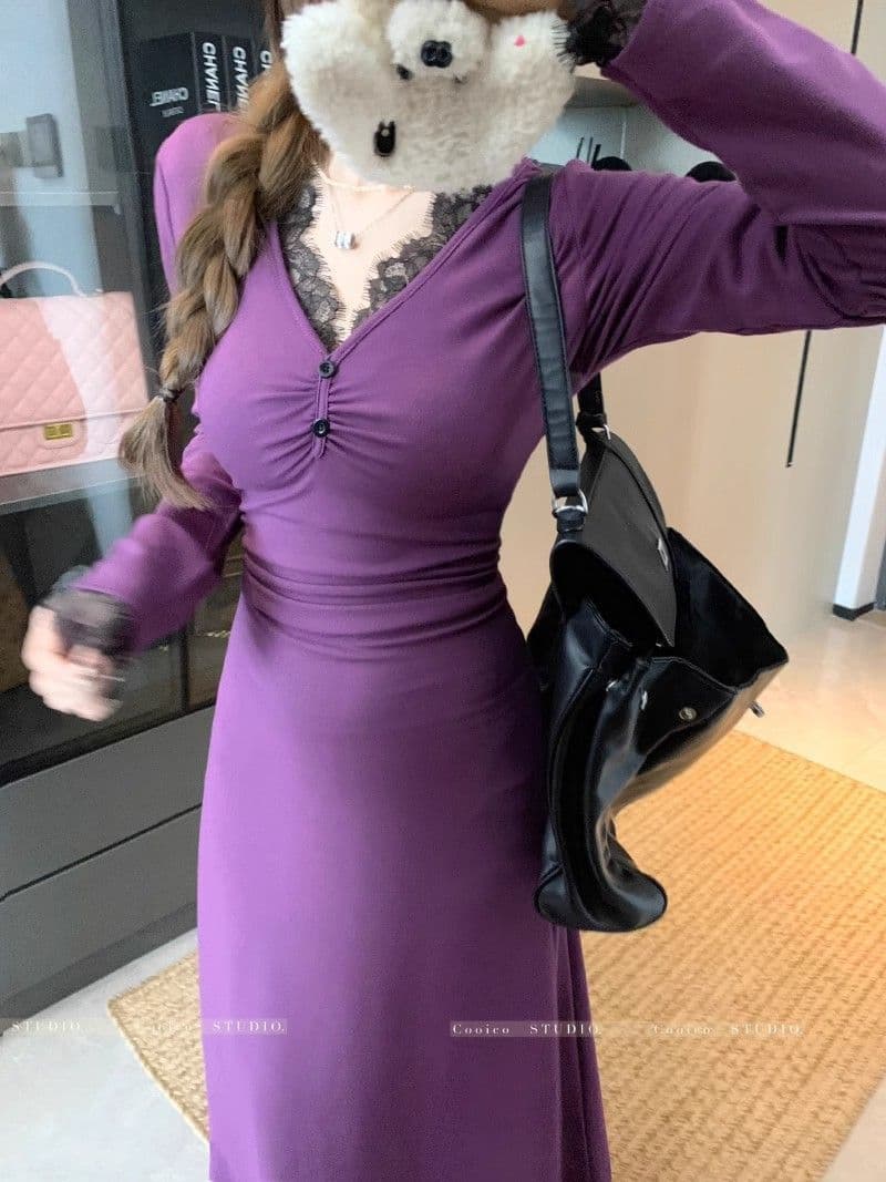 2026 새로운 프랑스식 로얄 자매 레이스 측면 보라색 여성 드레스 겨울 몸매 가꾸기 털이 있는 인사이드 가져 가라. 타이트 스커트 롱 스커트 상세 이미지 17