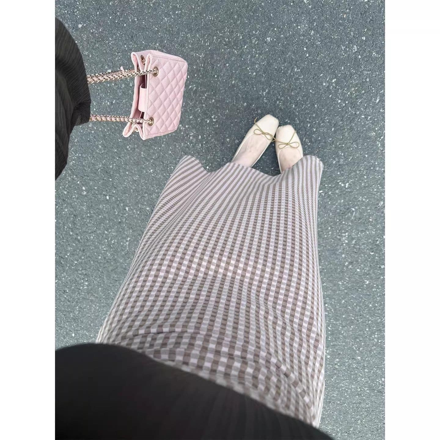 한 부서 고유 한 슈퍼 잘 생긴 긴팔 니트 드레스 디자인 센스 작은 대중 허리 수축 슬림해 보이는 페이크 레이어드 롱 스커트 26 겨울 이미지 5
