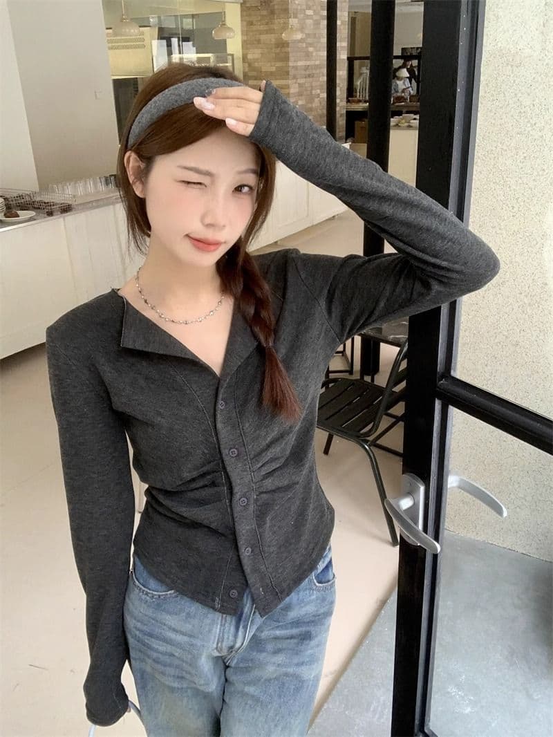 250그램 양 플러시 여성 얇은 스타일 2026 가을 새로운 단색 쇼트 스타일 재킷 폴로 칼라 맨위 긴팔 티셔츠 상세 이미지 17