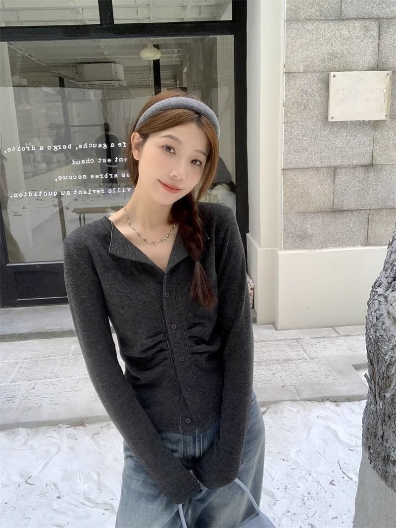 250그램 양 플러시 여성 얇은 스타일 2026 가을 새로운 단색 쇼트 스타일 재킷 폴로 칼라 맨위 긴팔 티셔츠 상세 이미지 19