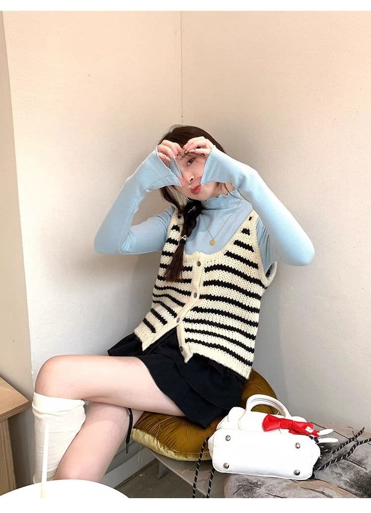 양면 연삭 털 260 그램 긴팔 티셔츠 여성 의류 봄 가을 트렌디 얇은 몸매 가꾸기 기본 셔츠 반하이넥 한국 스타일 맨위 상세 이미지 17