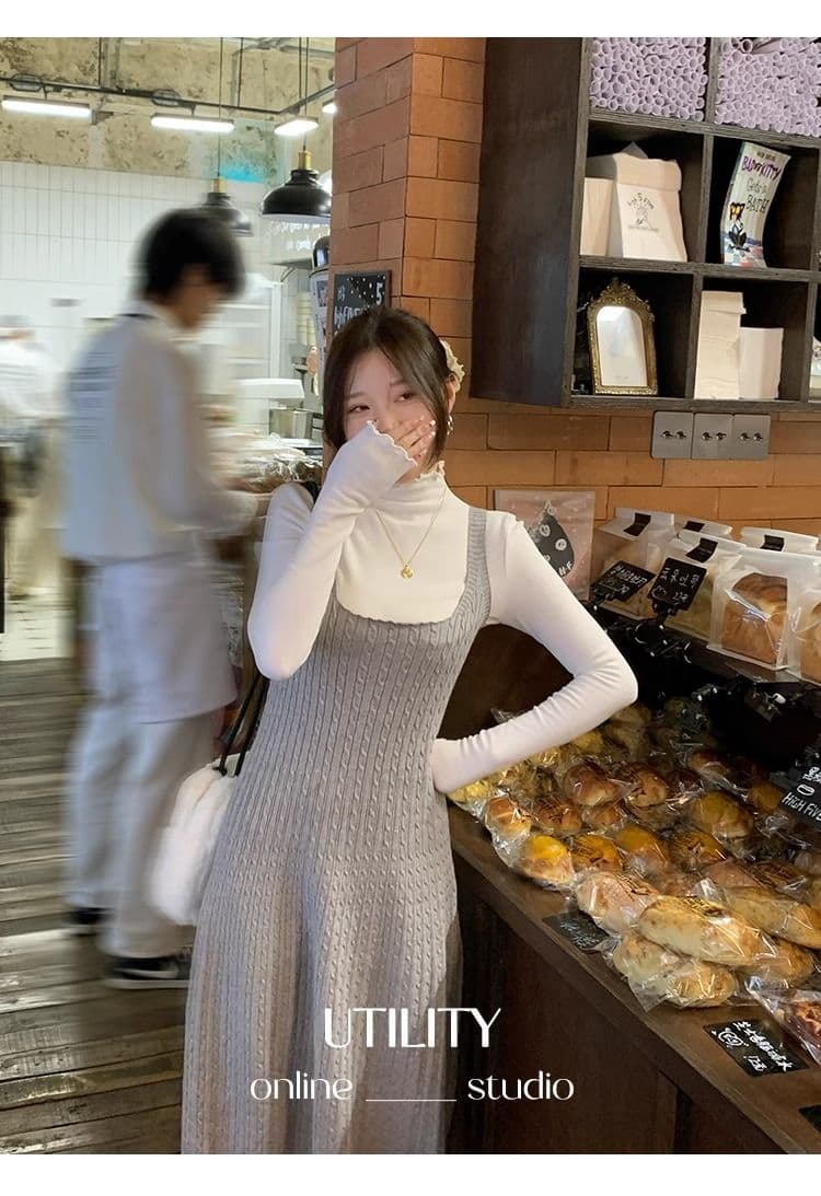 양면 연삭 털 260 그램 긴팔 티셔츠 여성 의류 봄 가을 트렌디 얇은 몸매 가꾸기 기본 셔츠 반하이넥 한국 스타일 맨위 상세 이미지 37