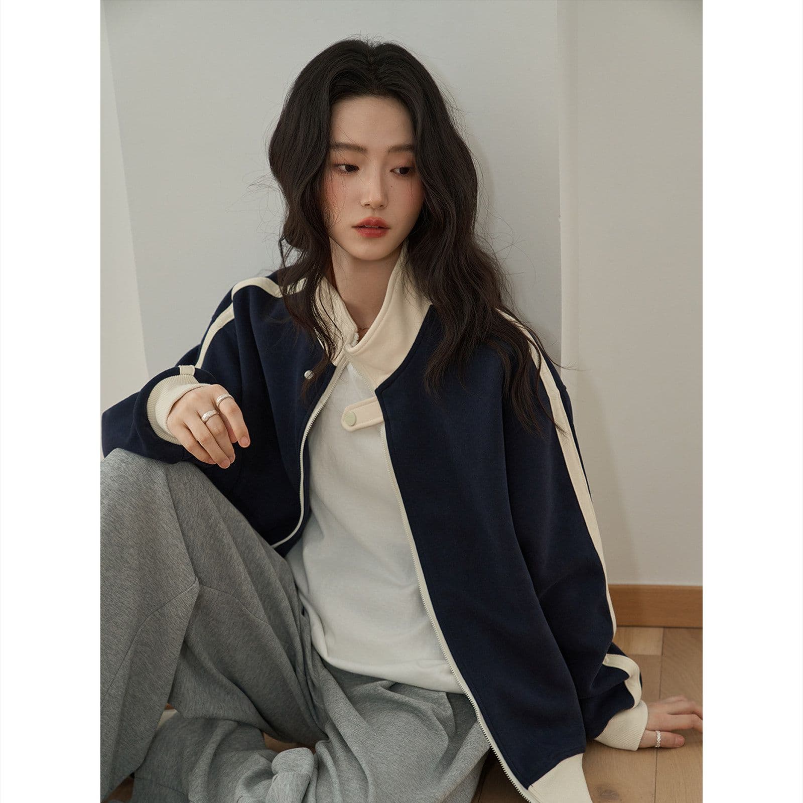 순수한 Mianhua 면 복합 우유 실크 350 크 얇 후드티 여성 봄 가을 지퍼 카디건 코트 맨위 상세 이미지 4