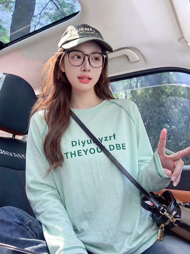 160 톰 글 래 경기 서울 눈꽃 면 긴팔 티셔츠 기본 셔츠 여성 의류 트렌디 봄 가을 새로운 라운드 넥 맨위 이미지 4