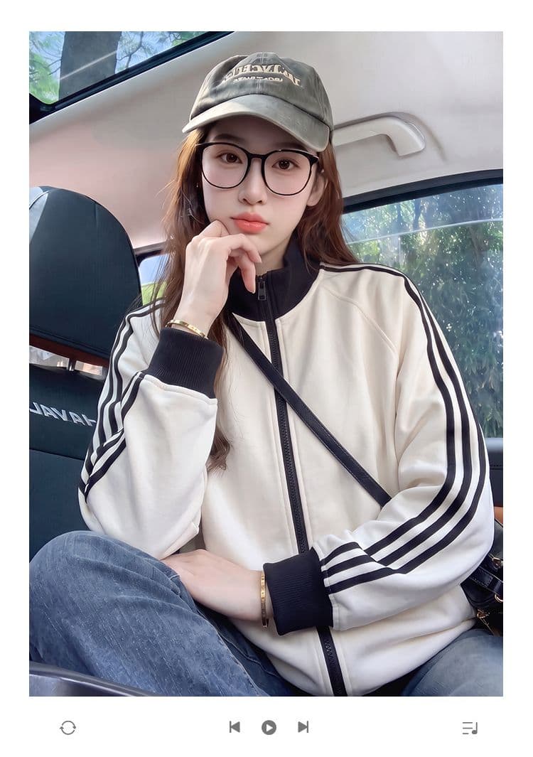 후아 남편 그리드 복합 우유 실크 380 크 얇 후드티 여성 의류 봄 가을 지퍼 카디건 코트 맨위 상세 이미지 1