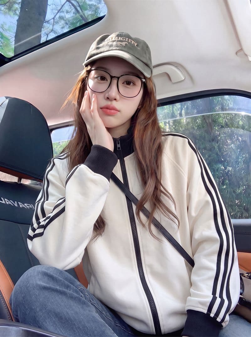 후아 남편 그리드 복합 우유 실크 380 크 얇 후드티 여성 의류 봄 가을 지퍼 카디건 코트 맨위 상세 이미지 4