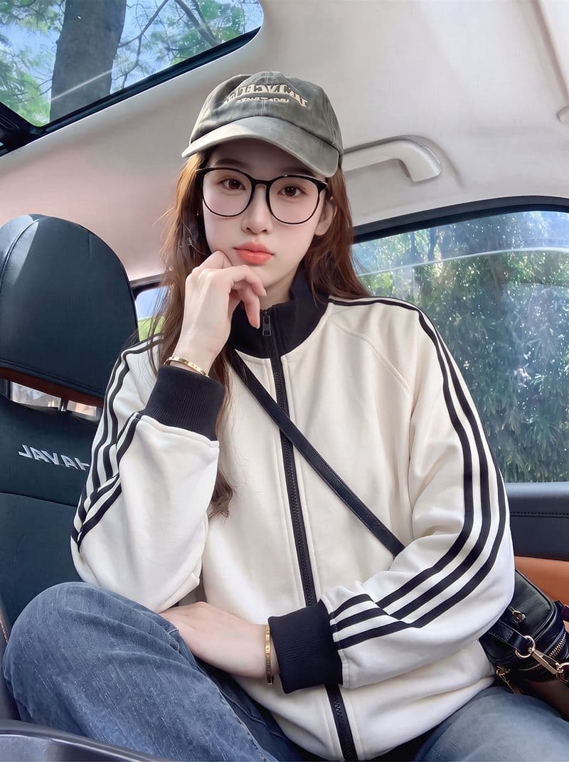 후아 남편 그리드 복합 우유 실크 380 크 얇 후드티 여성 의류 봄 가을 지퍼 카디건 코트 맨위 상세 이미지 8