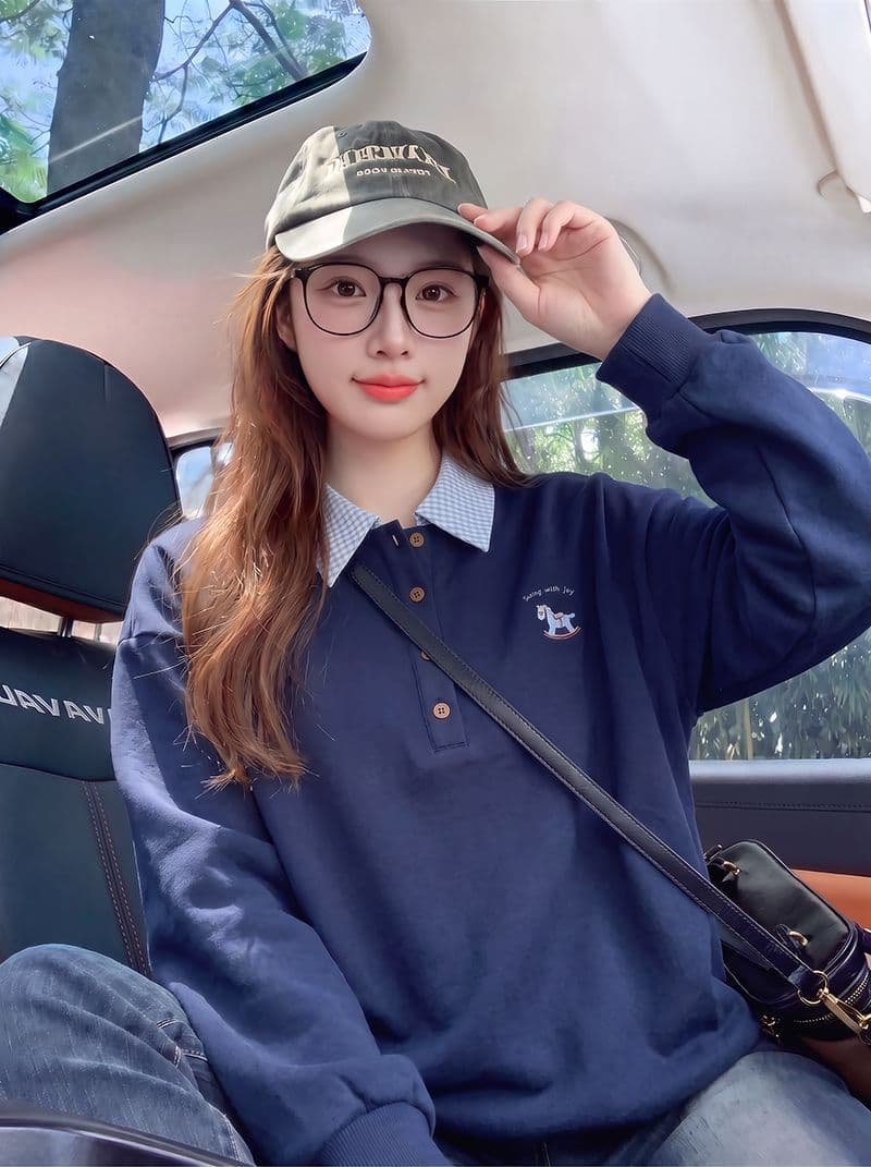 빅 사이즈 여성 의류 200 kg 얇은 스타일 후드티 여성 의류 봄 가을 새로운 자수 POLO 칼라 새로운 맨위 상세 이미지 7