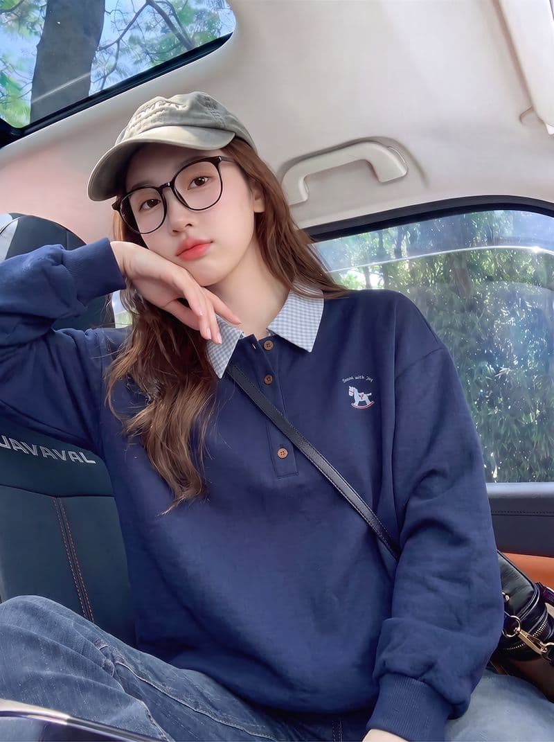 빅 사이즈 여성 의류 200 kg 얇은 스타일 후드티 여성 의류 봄 가을 새로운 자수 POLO 칼라 새로운 맨위 상세 이미지 10