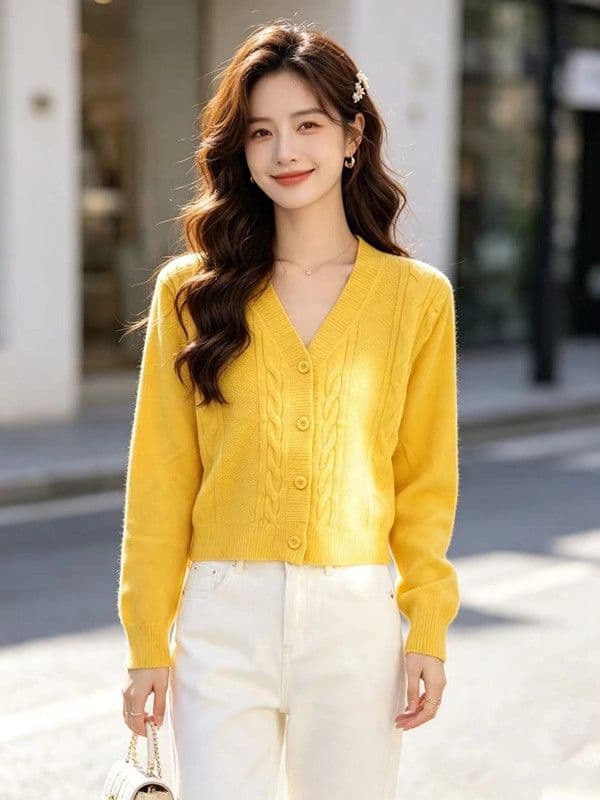 2026 새로운 봄 가을 단색 니트 오픈 가디건 여성 봄 가을 쇼트 스타일 다용도 루즈핏 작은 키 외부 가져 가라. 스웨터 코트 상세 이미지 3