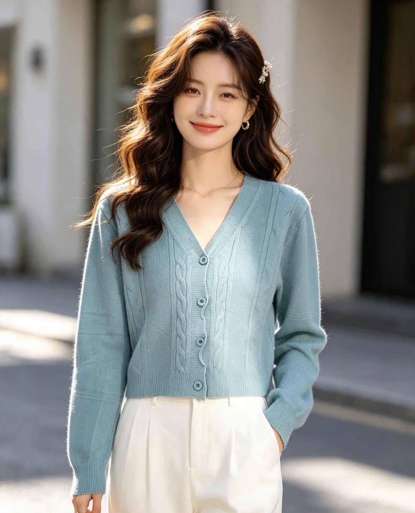 2026 새로운 봄 가을 단색 니트 오픈 가디건 여성 봄 가을 쇼트 스타일 다용도 루즈핏 작은 키 외부 가져 가라. 스웨터 코트 상세 이미지 7