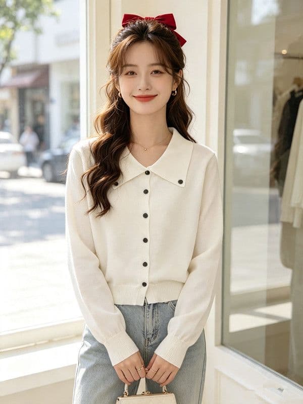 2026 년 polo 폴로 칼라 니트 스웨터 패션 여성 스웨터 연령 감소 여성 의류 외국 가스 다용도 기본 셔츠 맨위 상세 이미지 2