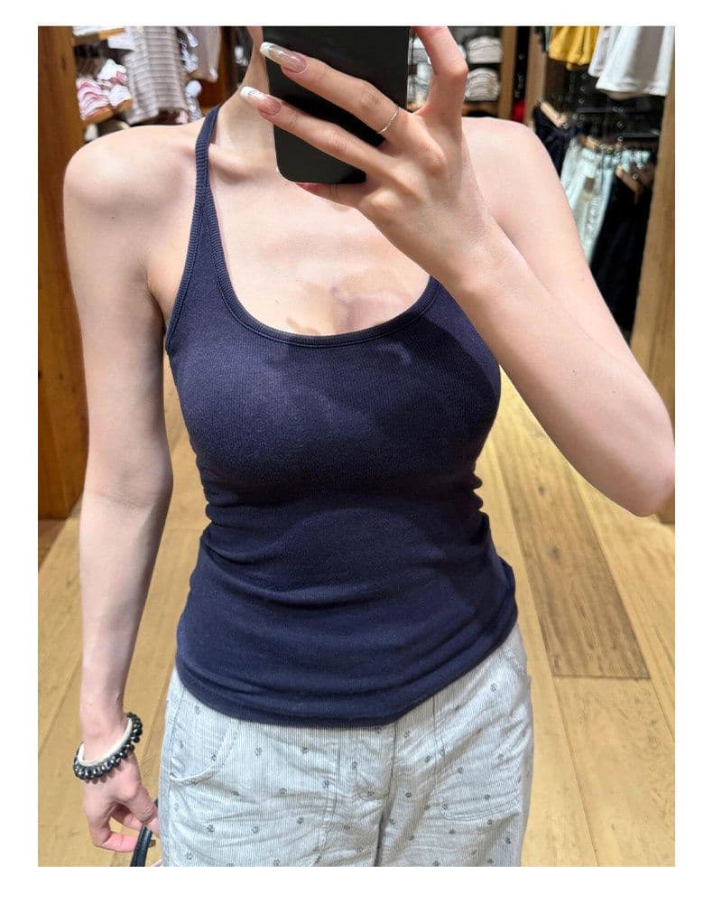 회색 캐미솔 노출 방지 표지 대리인 우유 만나는 인사이드 가져 가라. 벨트 가슴 패드 외출용 행침 목 맨위 상세 이미지 11