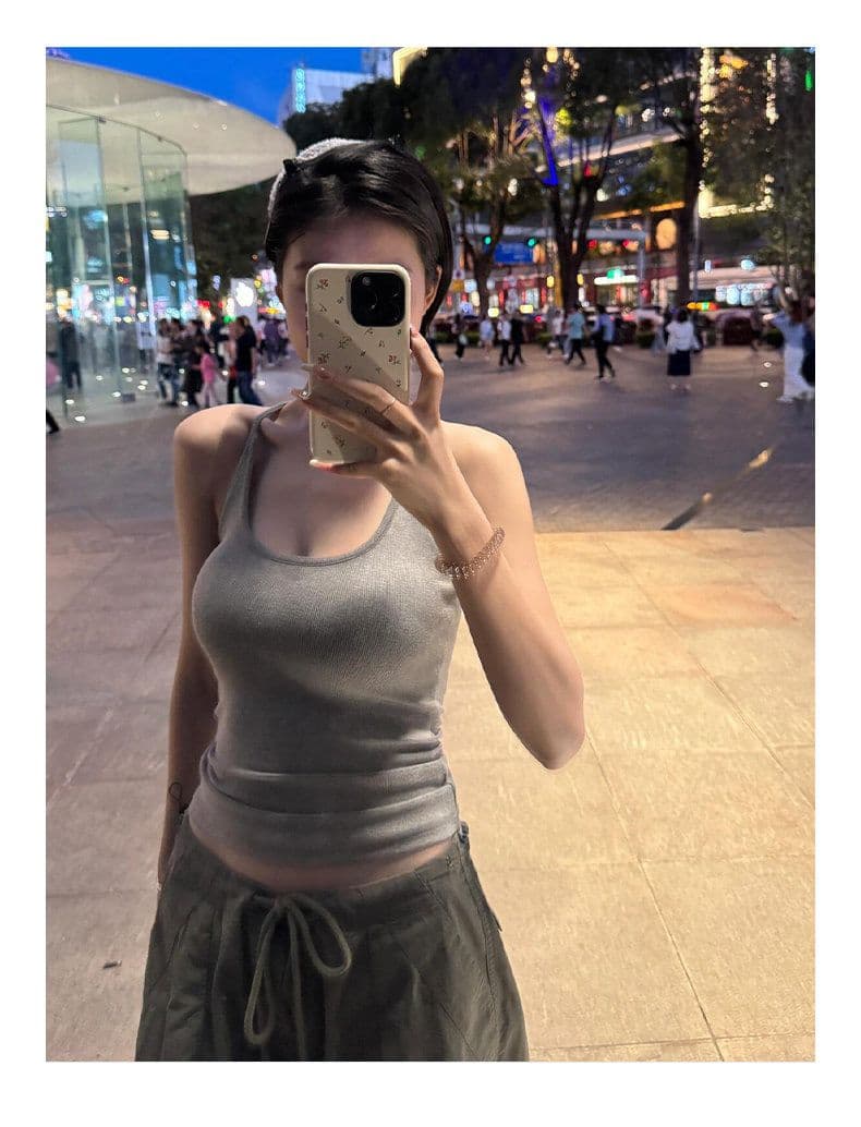 회색 캐미솔 노출 방지 표지 대리인 우유 만나는 인사이드 가져 가라. 벨트 가슴 패드 외출용 행침 목 맨위 상세 이미지 15