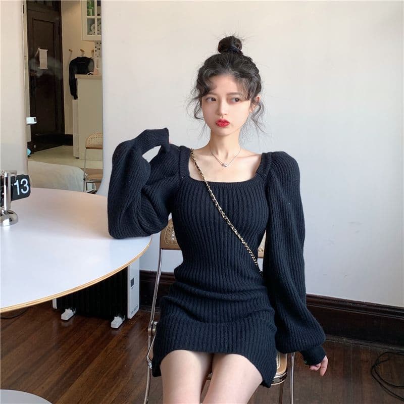 광장 칼라 스웨터 여성 드레스 봄 드레스 2026 년 새로운 작은 키 인사이드 가져 가라. 순수한 욕망 바람 핫걸 타이트 스커트 짧은 치마 상세 이미지 4