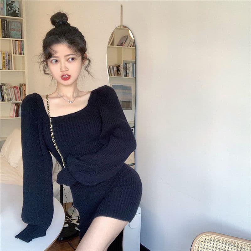 광장 칼라 스웨터 여성 드레스 봄 드레스 2026 년 새로운 작은 키 인사이드 가져 가라. 순수한 욕망 바람 핫걸 타이트 스커트 짧은 치마 상세 이미지 8