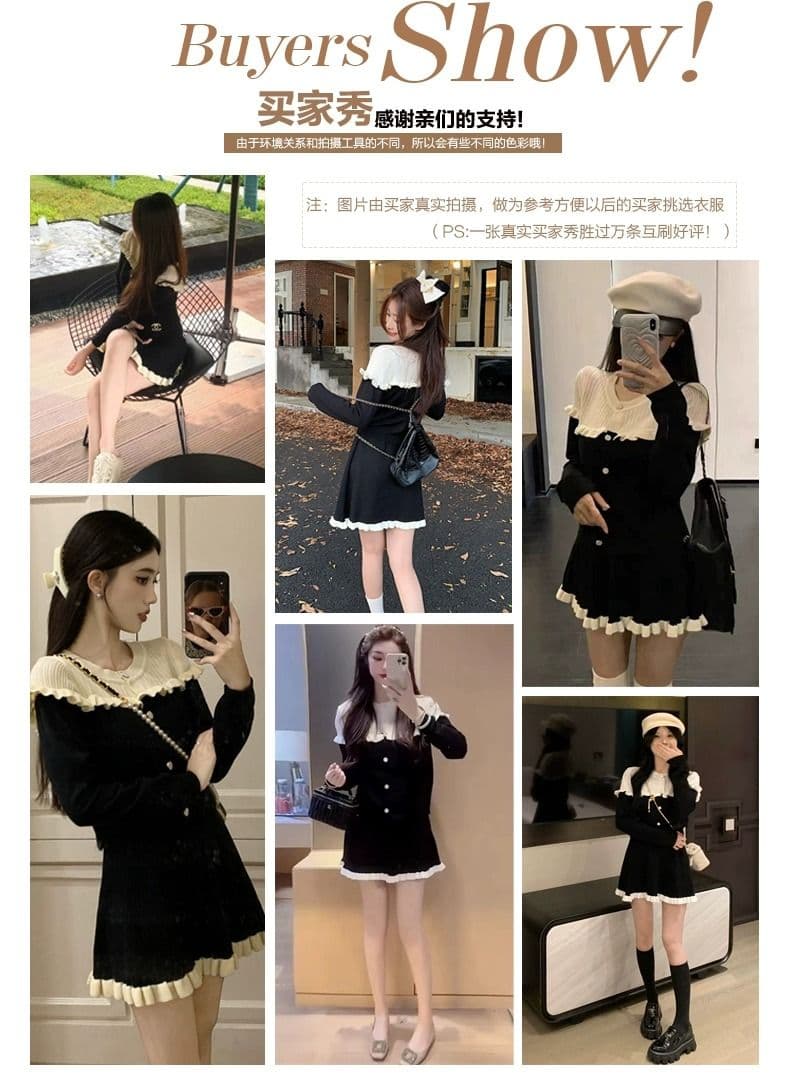 작은 키 향기로운 검정색 드레스 아이들 조기 가을 2026 새로운 프랑스식 품격 아름다운 착용 가져 가라. 고급 센스 상세 이미지 1