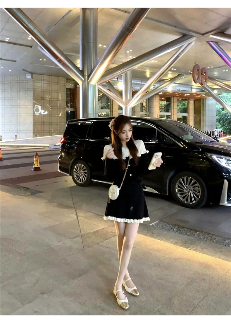 작은 키 향기로운 검정색 드레스 아이들 조기 가을 2026 새로운 프랑스식 품격 아름다운 착용 가져 가라. 고급 센스 상세 이미지 6