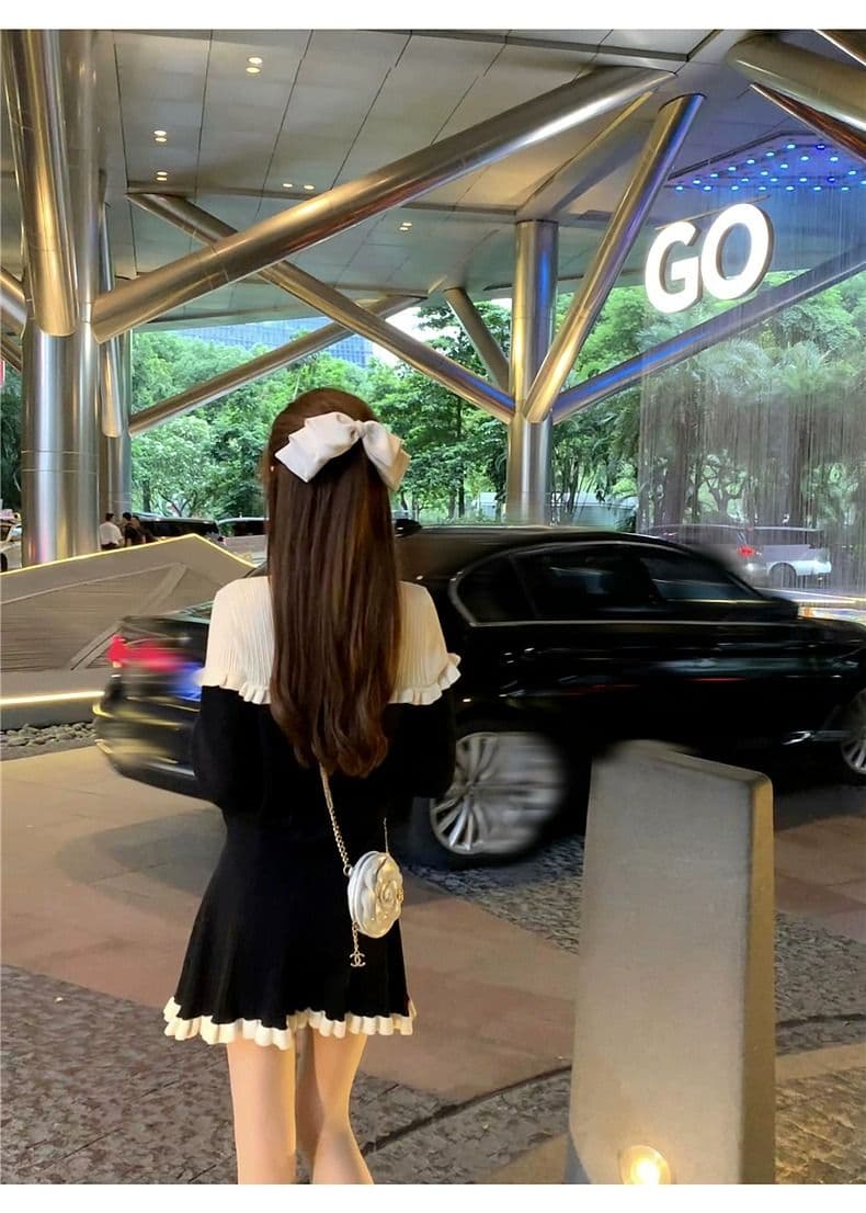 작은 키 향기로운 검정색 드레스 아이들 조기 가을 2026 새로운 프랑스식 품격 아름다운 착용 가져 가라. 고급 센스 상세 이미지 8
