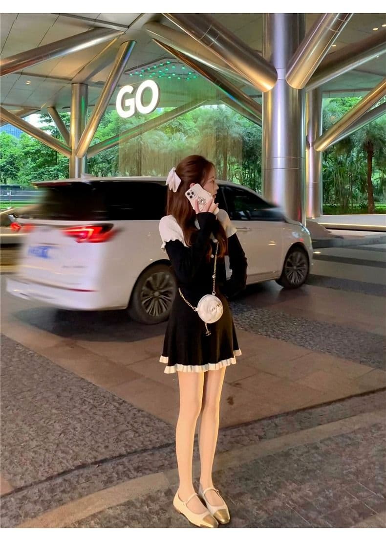 작은 키 향기로운 검정색 드레스 아이들 조기 가을 2026 새로운 프랑스식 품격 아름다운 착용 가져 가라. 고급 센스 상세 이미지 10