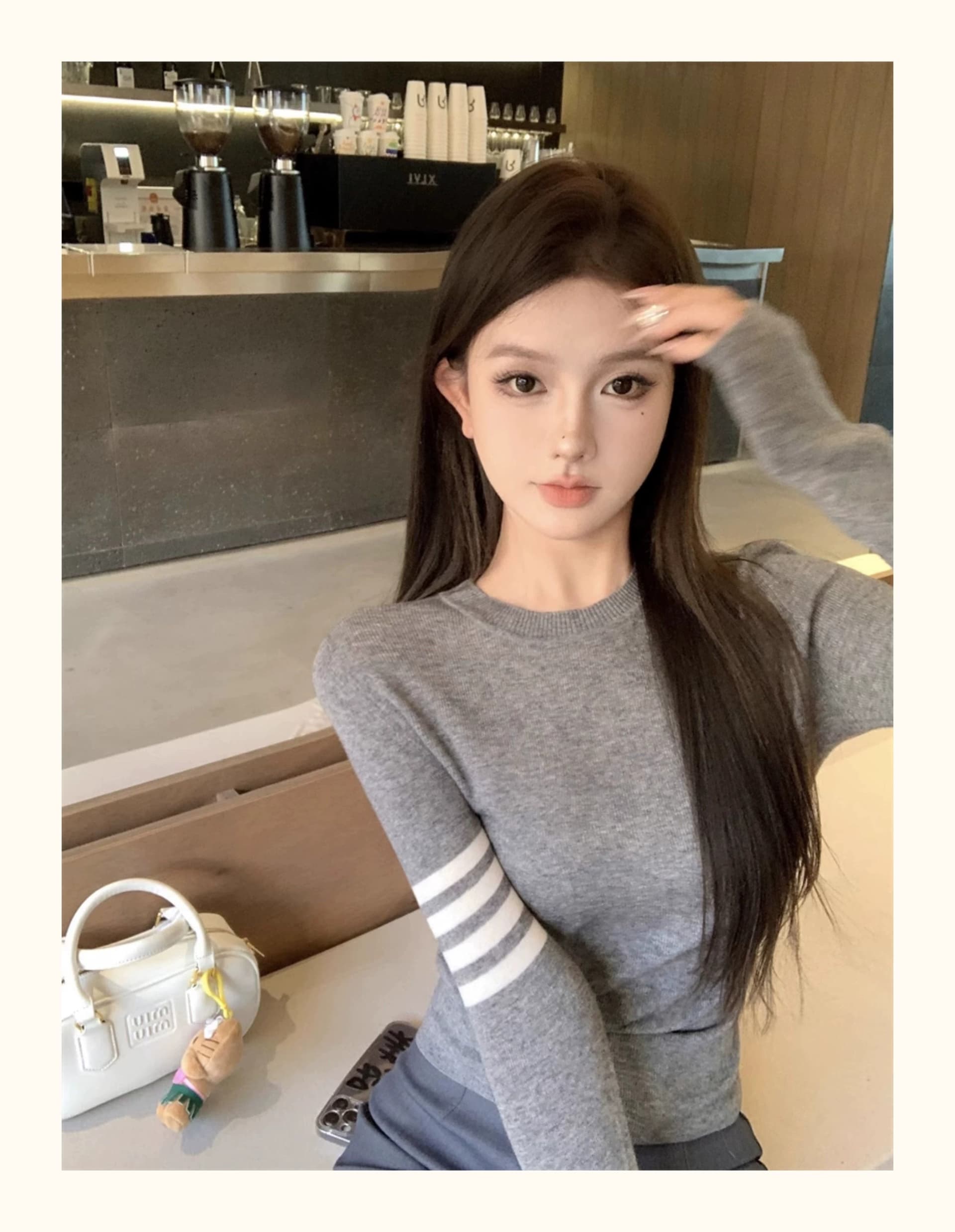 회색 라운드 넥 풀오버 얇은 만나는 니트 스웨터 여성 가을 겨울 디자인 센스 한 부서 chic Chic 인사이드 가져 가라. 스웨터 맨위 상세 이미지 1