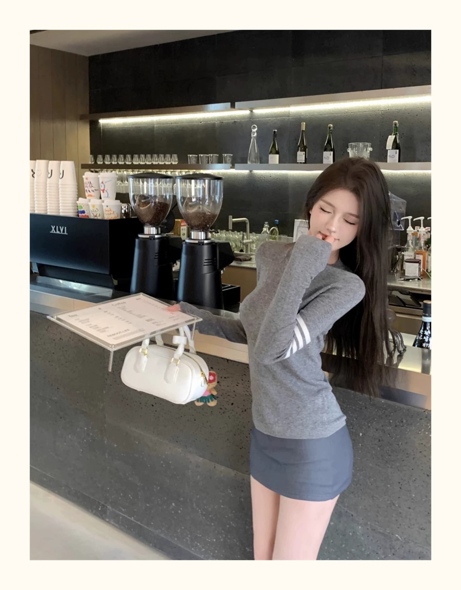 회색 라운드 넥 풀오버 얇은 만나는 니트 스웨터 여성 가을 겨울 디자인 센스 한 부서 chic Chic 인사이드 가져 가라. 스웨터 맨위 상세 이미지 7