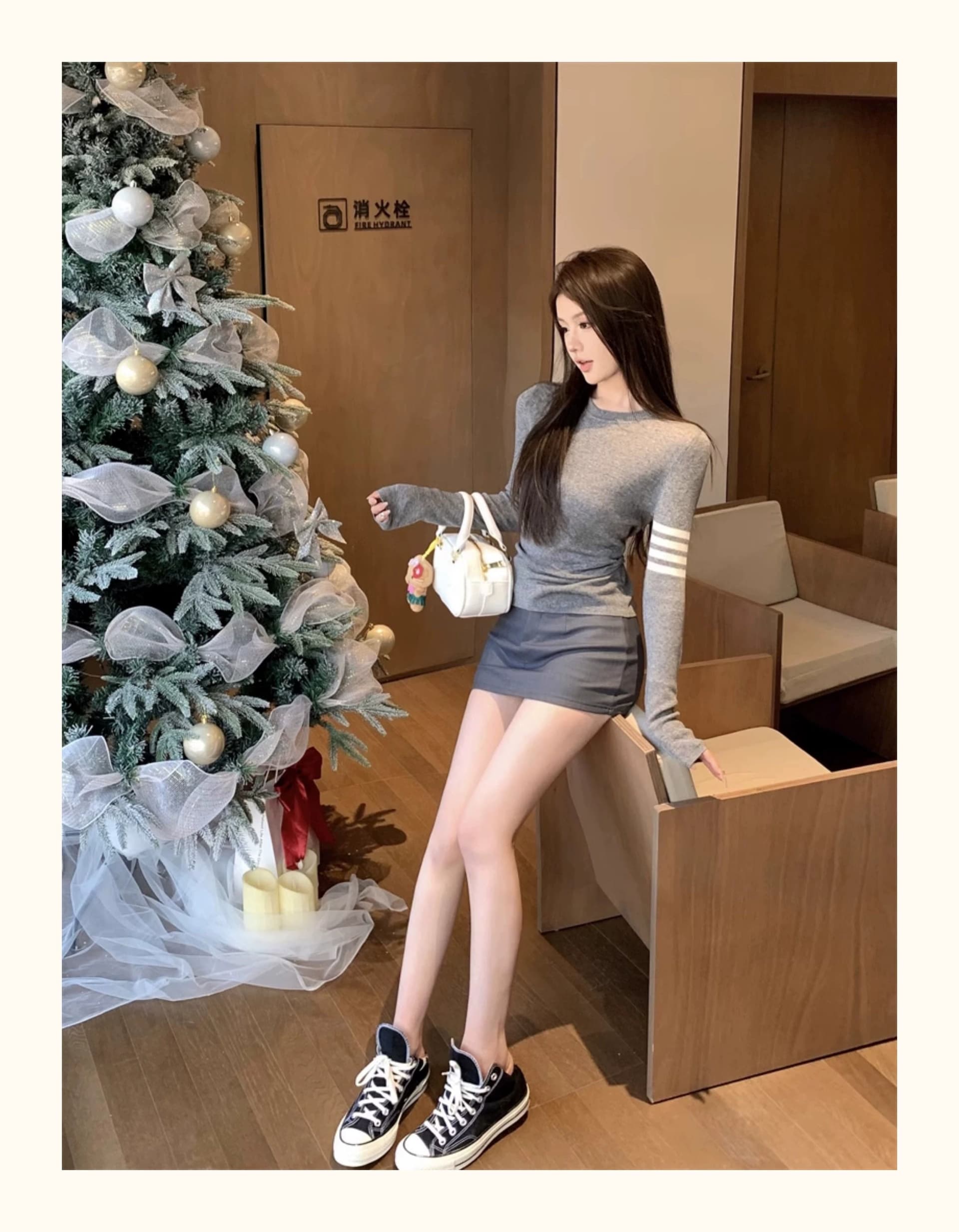 회색 라운드 넥 풀오버 얇은 만나는 니트 스웨터 여성 가을 겨울 디자인 센스 한 부서 chic Chic 인사이드 가져 가라. 스웨터 맨위 상세 이미지 12