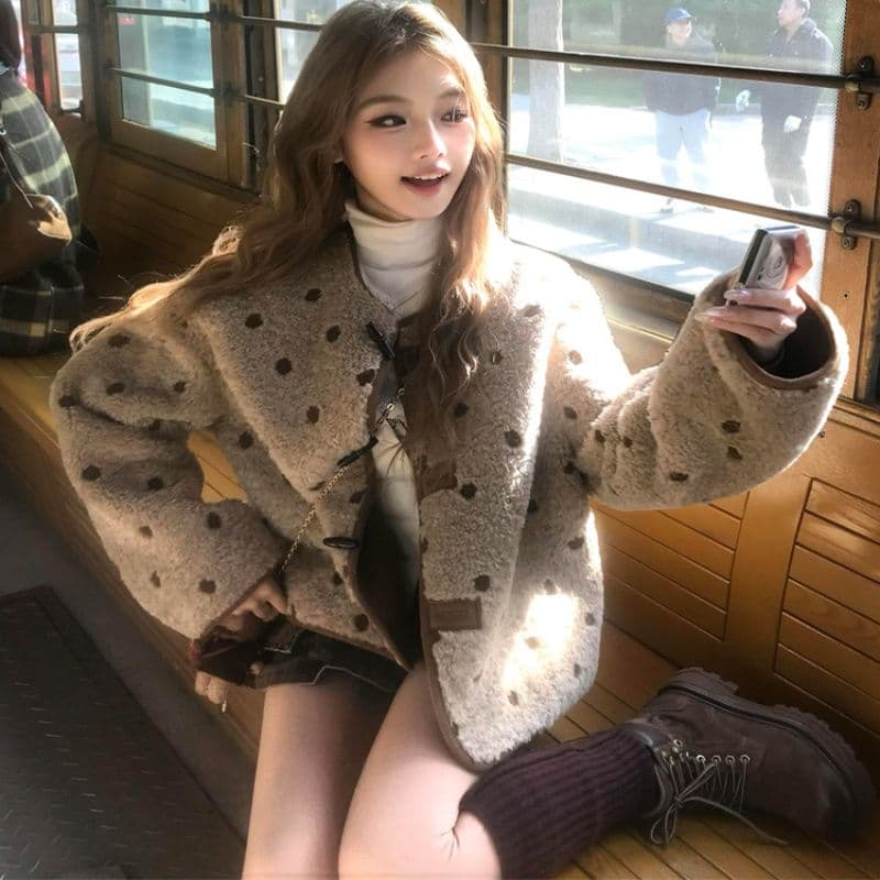500 그램 양털 플리스 복합 스웨이드 수건 자수 법 하나 아메리칸 느긋한 털 벨벳 도트 무늬 양털 맨위 상세 이미지 4