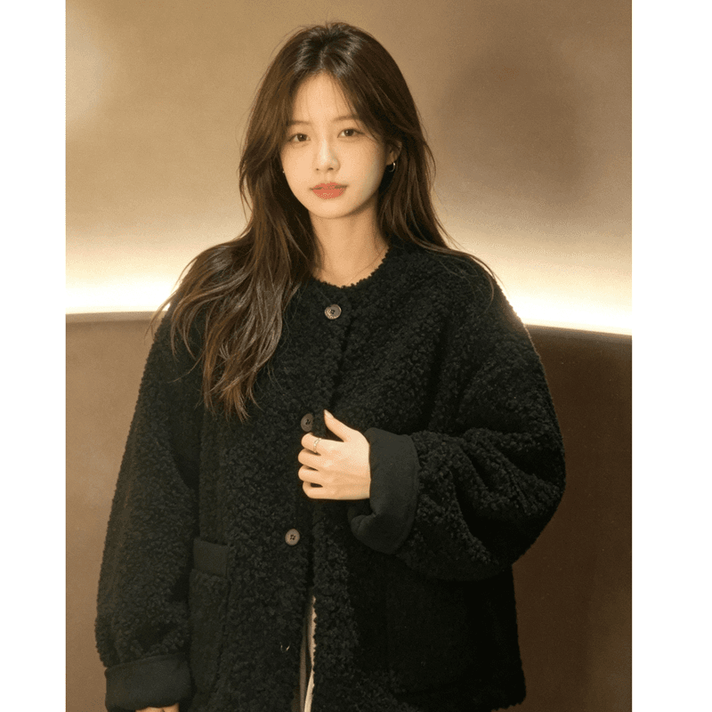 느긋한 바람 양털 여성 코트 2026 가을 겨울철 새로운 루즈핏 두꺼운 피모 하나 캐주얼 연령 감소 맨위 상세 이미지 8