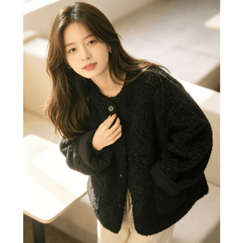 느긋한 바람 양털 여성 코트 2026 가을 겨울철 새로운 루즈핏 두꺼운 피모 하나 캐주얼 연령 감소 맨위 상세 이미지 13