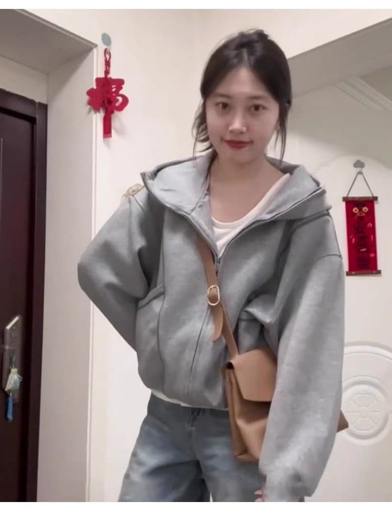 빅 사이즈 여성 의류 200 kg 후드티 남자 커플룩 트렌디 지퍼 카디건 코트 가을 새로운 후드 맨위 상세 이미지 18