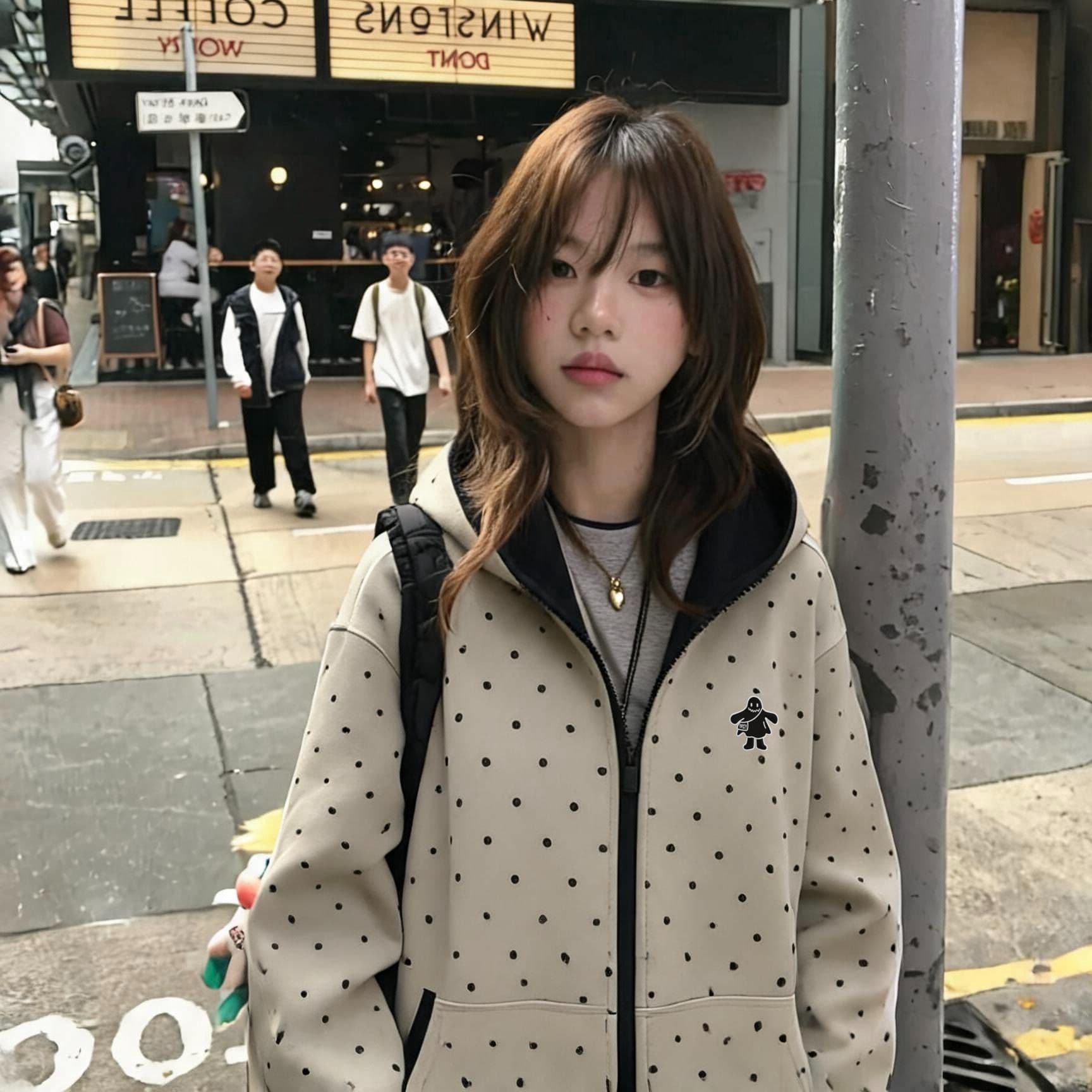 빅 사이즈 여성 의류 200 kg 얇은 스타일 후드티 여성 봄 가을 도트 무늬 지퍼 카디건 코트 후드 맨위 이미지 3