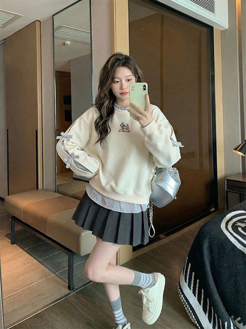 얇은 스타일 후드티 남녀 커플룩 봄 가을 얇은 새로운 디자인 센스 루즈핏 가시 자수 후드 맨위 상세 이미지 7