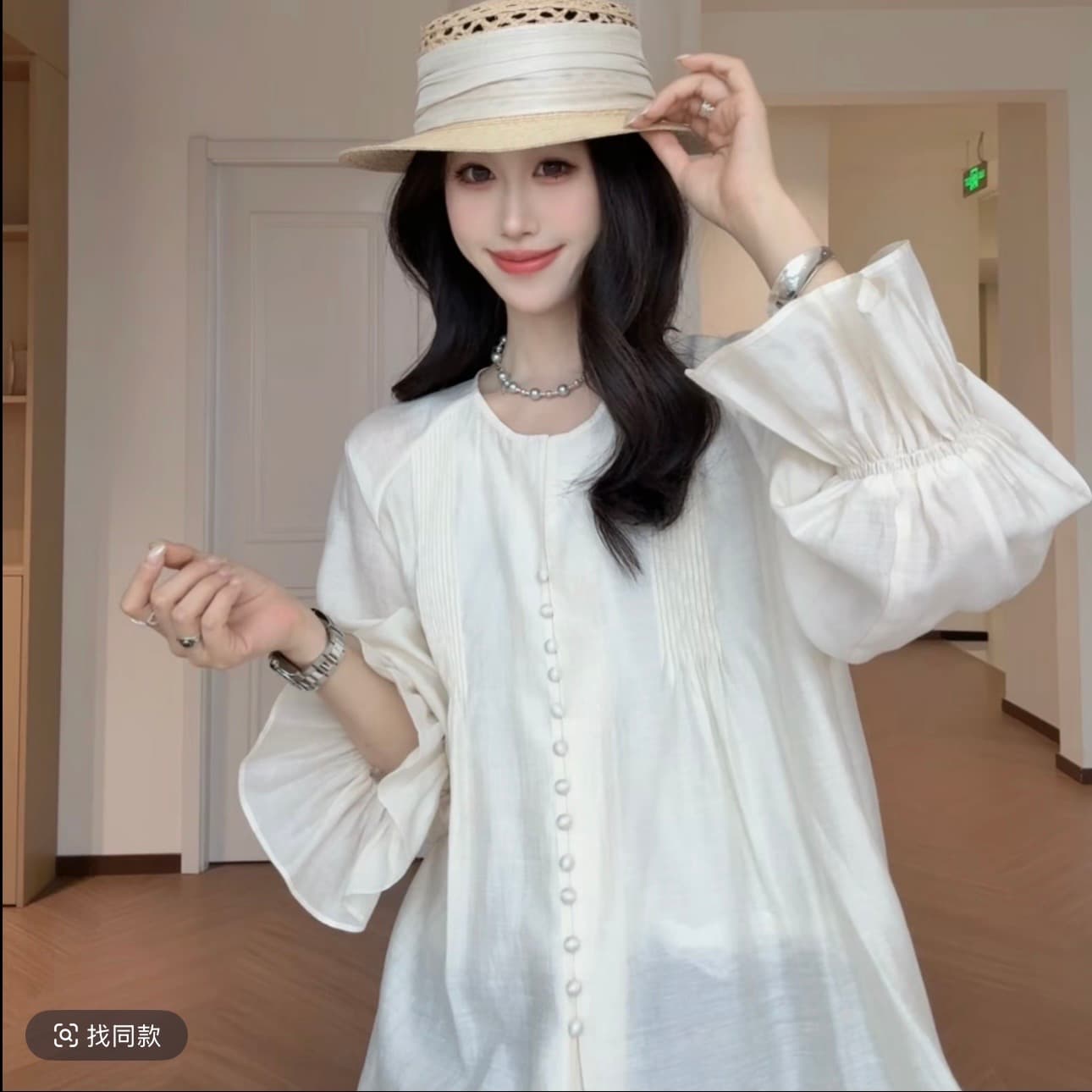 베개 달 수면 구름 아마 라이 경기 서울 프랑스식 품격 긴팔 셔츠 얇은 스타일 고급 센스 루즈핏 맨위 여성 이미지 2