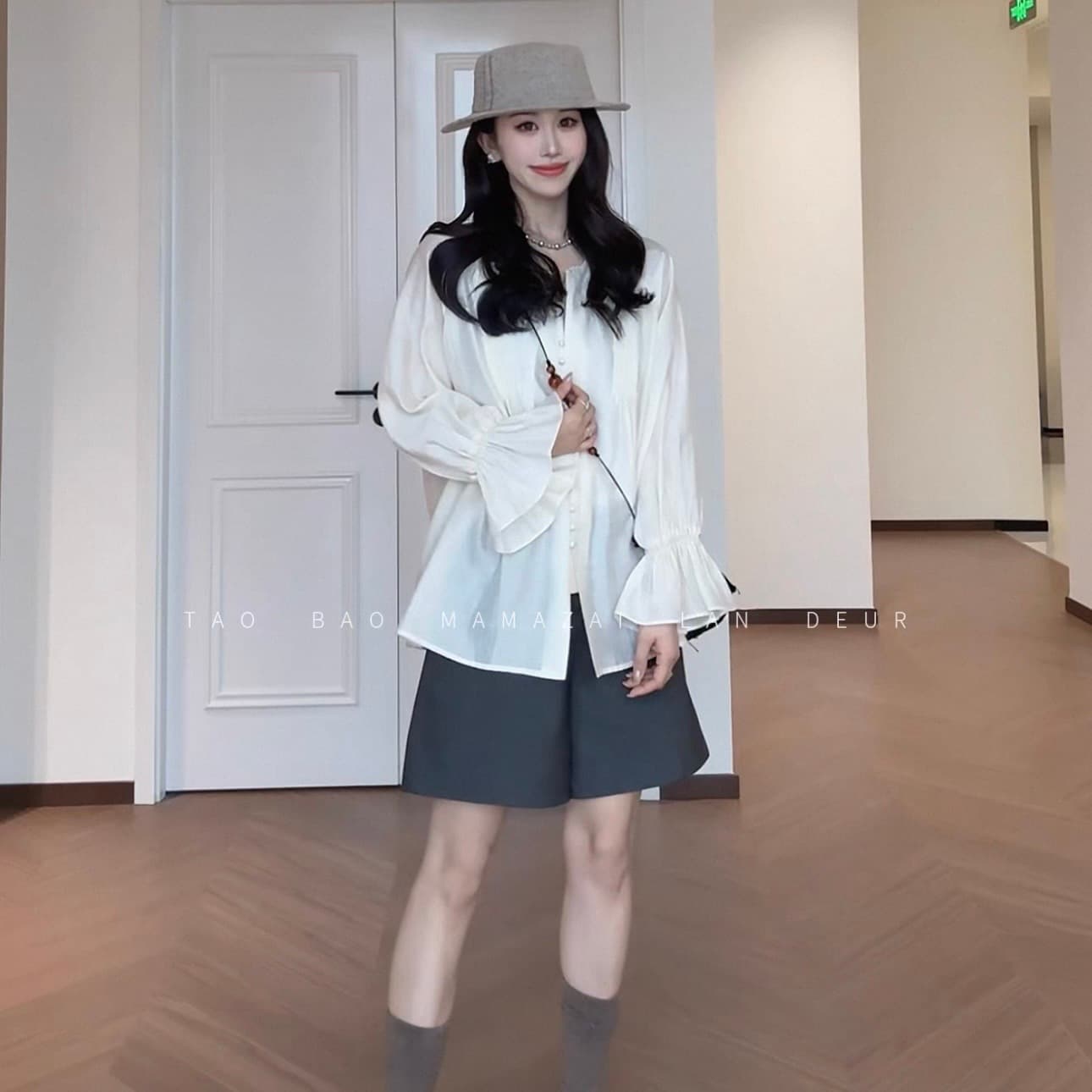 베개 달 수면 구름 아마 라이 경기 서울 프랑스식 품격 긴팔 셔츠 얇은 스타일 고급 센스 루즈핏 맨위 여성 이미지 3