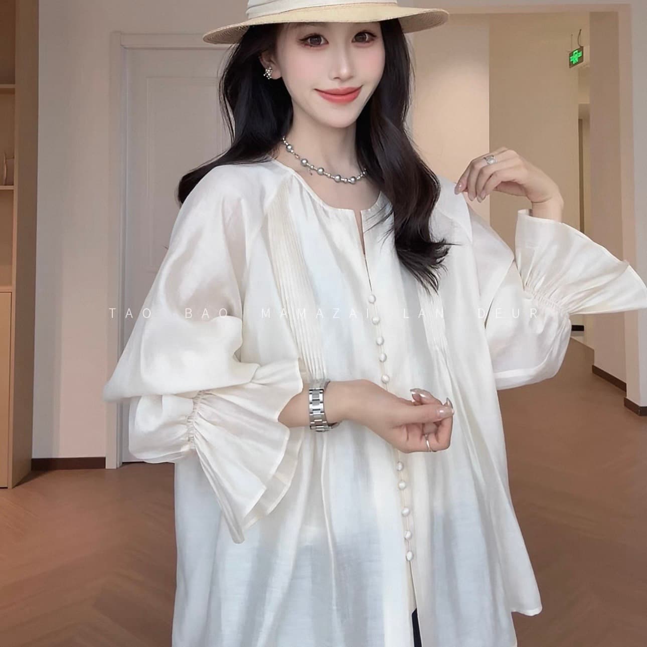 베개 달 수면 구름 아마 라이 경기 서울 프랑스식 품격 긴팔 셔츠 얇은 스타일 고급 센스 루즈핏 맨위 여성 상세 이미지 1