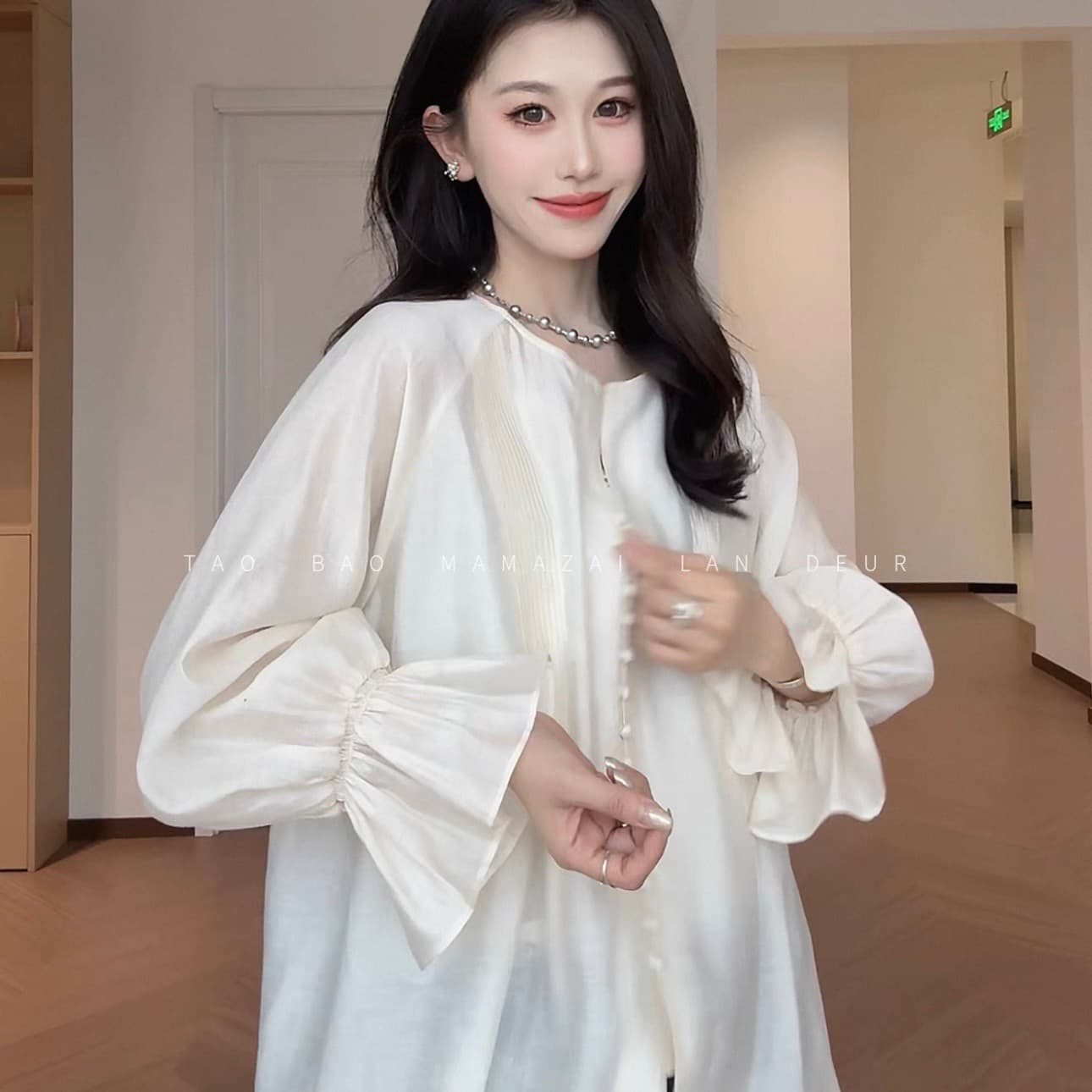 베개 달 수면 구름 아마 라이 경기 서울 프랑스식 품격 긴팔 셔츠 얇은 스타일 고급 센스 루즈핏 맨위 여성 상세 이미지 3